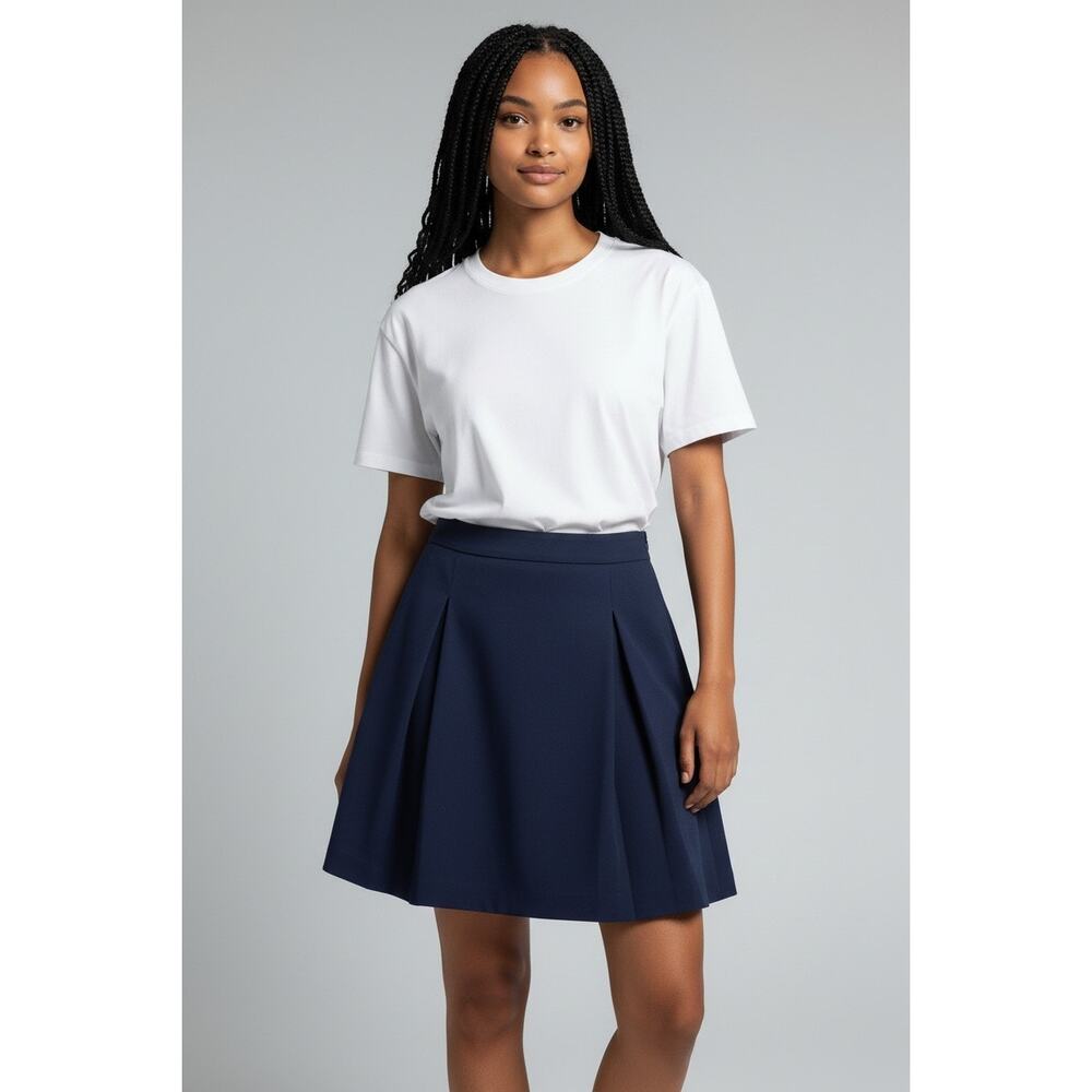 LOFT Skirt 10 Navy Mini Pleated Academia Preppy Athletic Chic Tenniscore